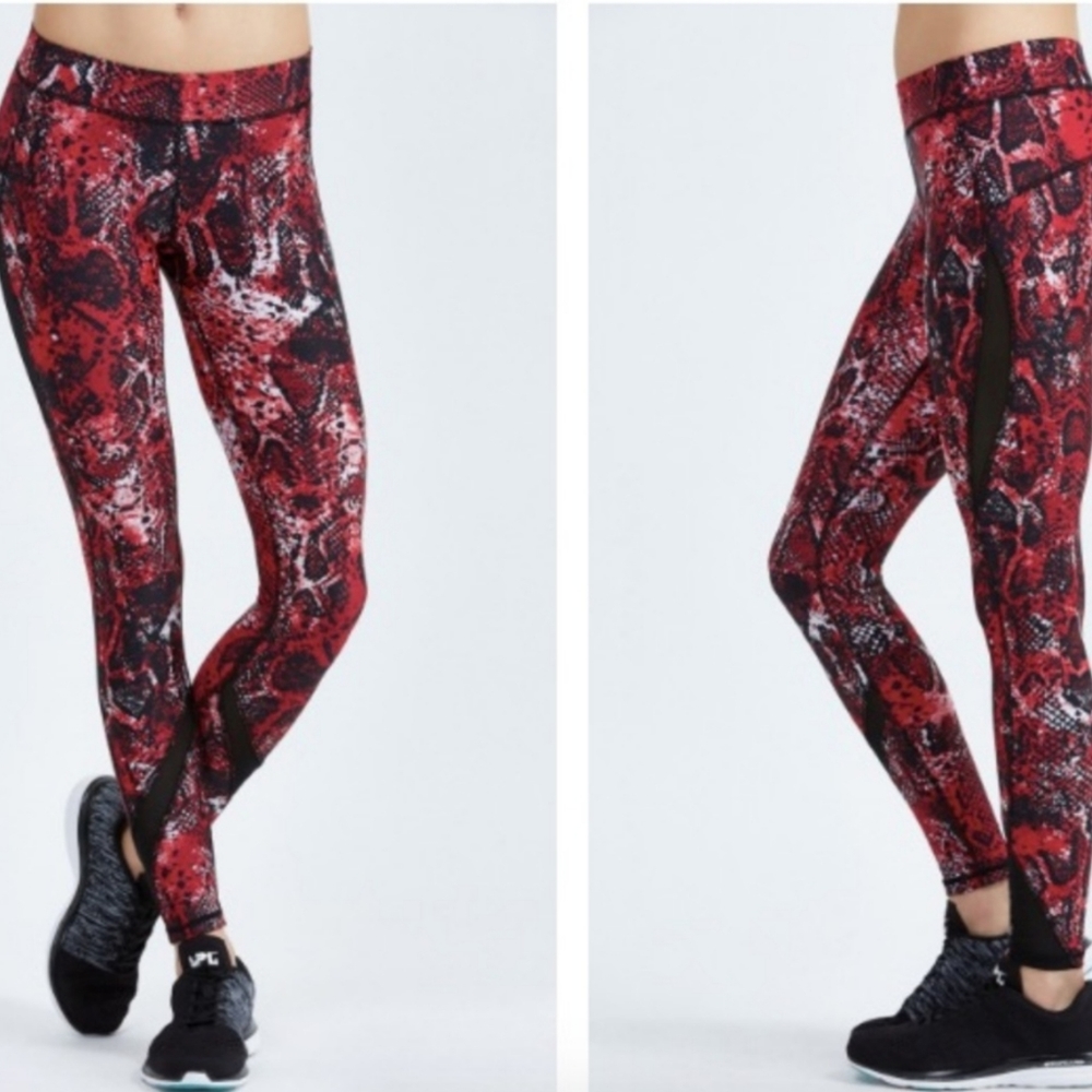 HPE Curve red snakeskin athletic full length mid rise hidden front key/ID pocket